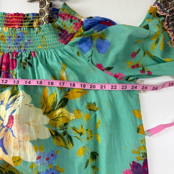 Aratta Dress Womens Large Green Floral Boho Maxi Off Shoulder Pockets - Picture 11 of 11